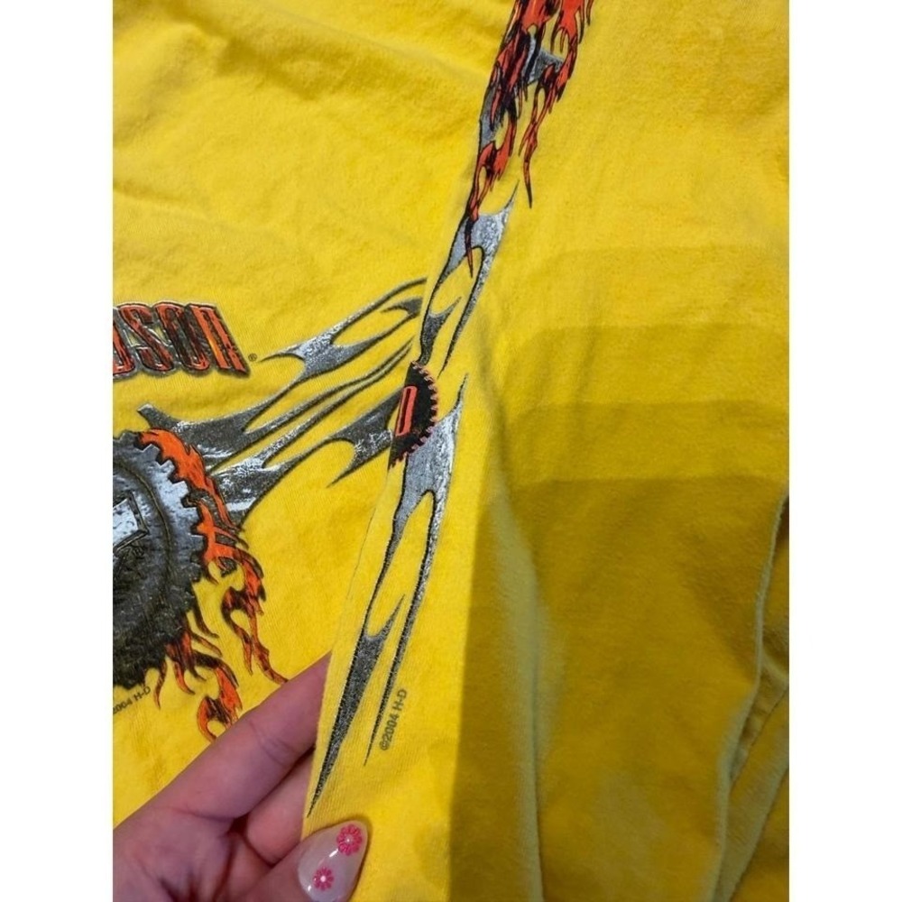 Harley Davidson Mens XL Yellow Long Sleeve Graphic T-Shirt 2004 Jim's Beach FL - Picture 3 of 5